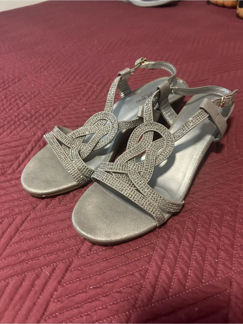 London Fog dressy sandals with low wedge heel